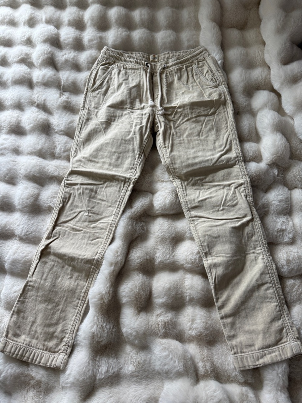 Marine Layer Light Beige Linen Drawstring Chino Pants